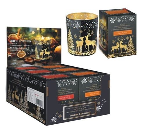 Svíčka ve skle dřevěný knot 200g Winter Luxury Punch + Mulle - Drogerie Osvěžovače a svíčky Svíčky adventní